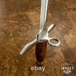 Couteau d'art poignard Impact Cutlery rare sur mesure D2 épée cuir empilé