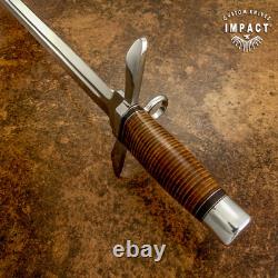 Couteau d'art poignard Impact Cutlery rare sur mesure D2 épée cuir empilé