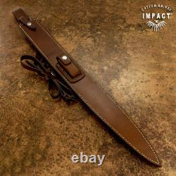 Couteau d'art poignard Impact Cutlery rare sur mesure D2 épée cuir empilé