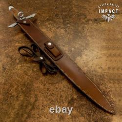 Couteau d'art poignard Impact Cutlery rare sur mesure D2 épée cuir empilé
