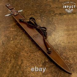 Couteau d'art poignard Impact Cutlery rare sur mesure D2 épée cuir empilé