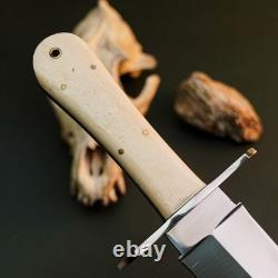 Couteau-dague 11,0 en acier inoxydable, pleine soie, manche en bois, lame fixe et étui en cuir