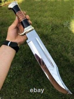 Couteau dague Bowie fait main en 2 pièces, acier au carbone 18, avec étui en cuir, cadeau Couteau dague Bowie fait main en 2 pièces, acier au carbone 18, avec étui en cuir, cadeau