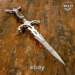 Couteau dague à soie pleine D2 personnalisé rare Impact Cutlery, manche en corne de bélier