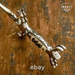 Couteau dague à soie pleine D2 personnalisé rare Impact Cutlery, manche en corne de bélier Couteau dague à soie pleine D2 personnalisé rare Impact Cutlery, manche en corne de bélier