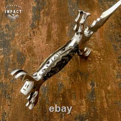 Couteau dague à soie pleine D2 personnalisé rare Impact Cutlery, manche en corne de bélier