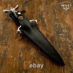 Couteau dague à soie pleine D2 personnalisé rare Impact Cutlery, manche en corne de bélier