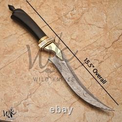 Couteau dague de chasse, de survie, EDC, viking et de combat en acier de Damas fait main sur mesure