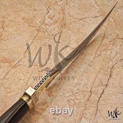 Couteau dague de chasse, de survie, EDC, viking et de combat en acier de Damas fait main sur mesure