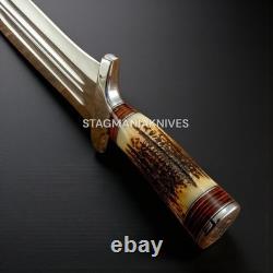 Couteau dague de chasse et de combat prêt au combat en acier J2 fait main, hors taxes, USA