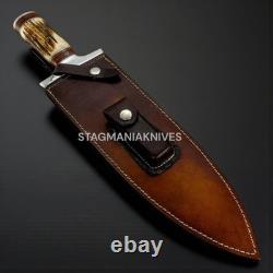 Couteau dague de chasse et de combat prêt au combat en acier J2 fait main, hors taxes, USA