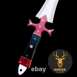 Couteau dague de combat, de survie et de camping en acier D2, fait main sur mesure avec pleine soie