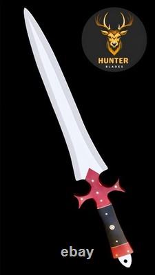 Couteau dague de combat, de survie et de camping en acier D2, fait main sur mesure avec pleine soie