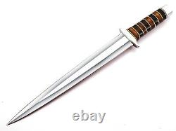 Couteau dague en acier fait à la main avec manche en bois, corne noire et acier personnalisé.