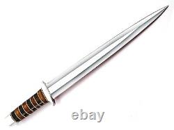 Couteau dague en acier fait à la main avec manche en bois, corne noire et acier personnalisé.