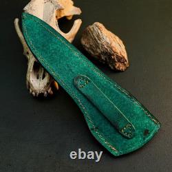 Couteau dague en acier inoxydable 10,7, pleine soie, manche en bois, lame fixe, étui en cuir