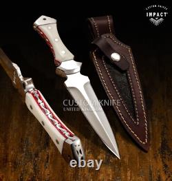 Couteau dague en plein tang personnalisé rare Impact Cutlery, manche en acrylique Ivorite