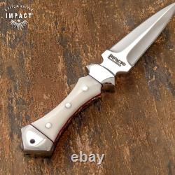 Couteau dague en plein tang personnalisé rare Impact Cutlery, manche en acrylique Ivorite