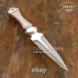 Couteau dague en plein tang personnalisé rare Impact Cutlery, manche en acrylique Ivorite