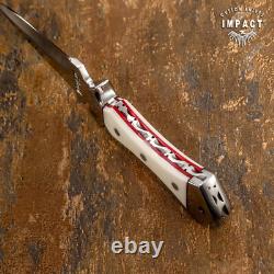 Couteau dague en plein tang personnalisé rare Impact Cutlery, manche en acrylique Ivorite