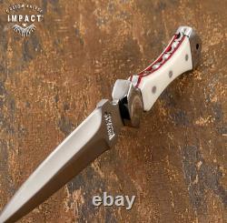 Couteau dague en plein tang personnalisé rare Impact Cutlery, manche en acrylique Ivorite