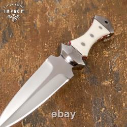 Couteau dague en plein tang personnalisé rare Impact Cutlery, manche en acrylique Ivorite