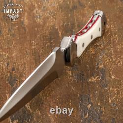 Couteau dague en plein tang personnalisé rare Impact Cutlery, manche en acrylique Ivorite