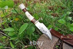 Couteau de chasse Bowie à lame fixe tactique fait main sur mesure en bois de cerf