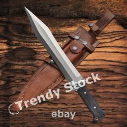 Couteau de chasse Bowie en acier D2 fait main sur mesure + étui pour camping