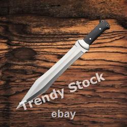 Couteau de chasse Bowie en acier D2 fait main sur mesure + étui pour camping