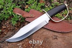 Couteau de chasse Bowie personnalisé en acier fait main avec garde large, manche en micarta et forge de survie