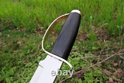 Couteau de chasse Bowie personnalisé en acier fait main avec garde large, manche en micarta et forge de survie
