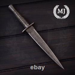 Couteau de chasse Commando Dagger en damas fait main sur mesure avec fourreau 10.25