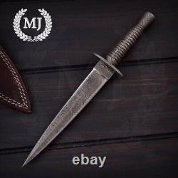 Couteau de chasse Commando Dagger en damas fait main sur mesure avec fourreau 10.25