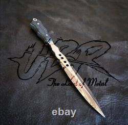 Couteau de chasse Tri Dagger Ubr personnalisé en acier D2 avec fourreau en cuir