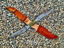 Couteau de chasse à double lame Haladie Khaladi en acier Damas forgé à la main à pleine longueur 20