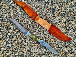 Couteau de chasse à double lame Haladie Khaladi en acier Damas forgé à la main à pleine longueur 20
