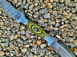 Couteau de chasse à double lame Haladie Khaladi en acier Damas forgé à la main à pleine longueur 20