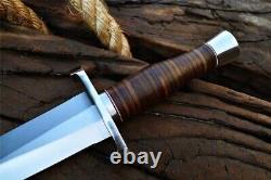 Couteau de chasse à lame en D2 fait main avec étui en cuir 'Arkansas Toothpick Dagger'