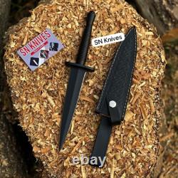 Couteau de chasse commando fait à la main sur mesure, modèle 3 avec poignée en acier et étui