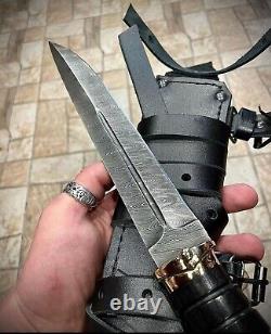 Couteau de chasse en acier damas fait sur mesure à la main avec manche en micarta