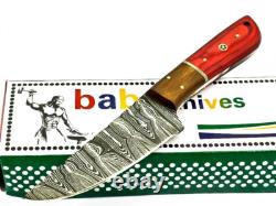 Couteau de chasse en acier damassé fait main 8.4 avec manche en bois teinté