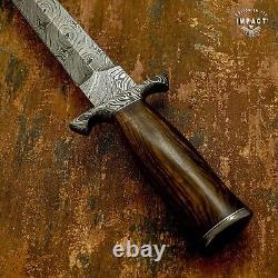 Couteau de chasse en damas personnalisé Impact Cutlery avec manche en bois de burl - 1504