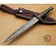 Couteau De Chasse En Forme De Poignard Damassé Style Britannique Fait à La Main Sur Mesure Avec étui En Cuir