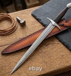 Couteau de chasse et de survie en acier de Damas fait main sur mesure, couteau de camping à lame poignard
