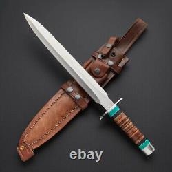 Couteau de chasse fait main en D2 avec étui en cuir de style Arkansas Toothpick