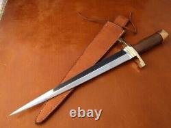 Couteau de chasse fait main en D2, style Arkansas Toothpick, avec gaine en cuir