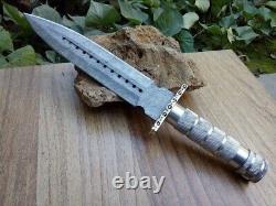 Couteau de chasse fait main sur mesure Damascus Dagger 15 avec étui en cuir