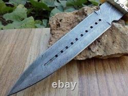 Couteau de chasse fait main sur mesure Damascus Dagger 15 avec étui en cuir