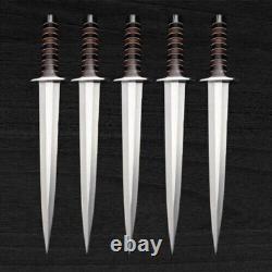 Couteau de chasse poignard Arkansas Toothpick 5 pièces fait main D2 avec étui en cuir Couteau de chasse poignard Arkansas Toothpick 5 pièces fait main D2 avec étui en cuir